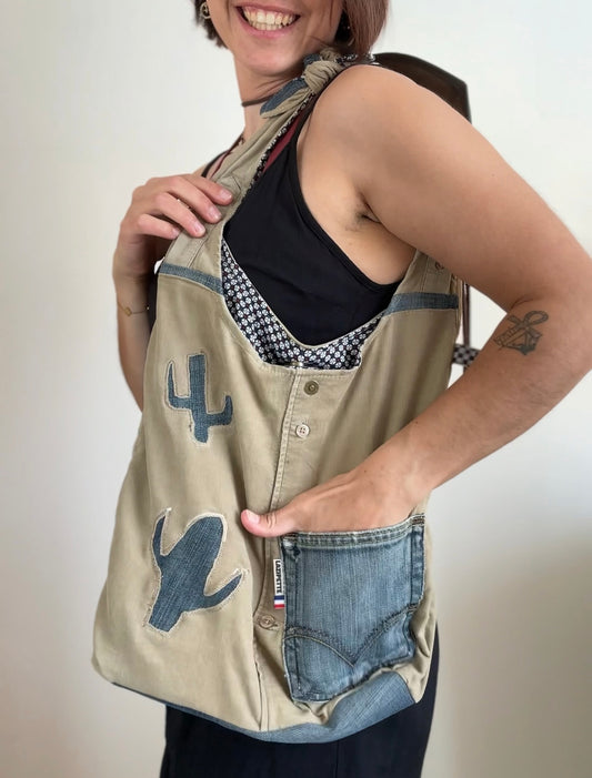 Sac Hobo réversible « Cow-boy »