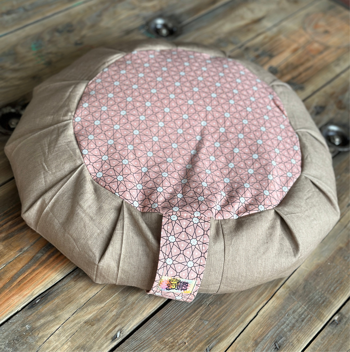 Zafu de Méditation avec poche zippée en Coton Fait Main