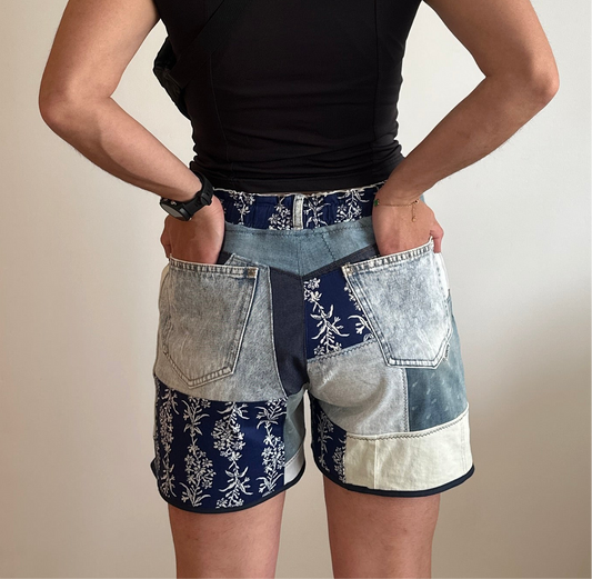 Short cargo patchwork upcycling LaZipette