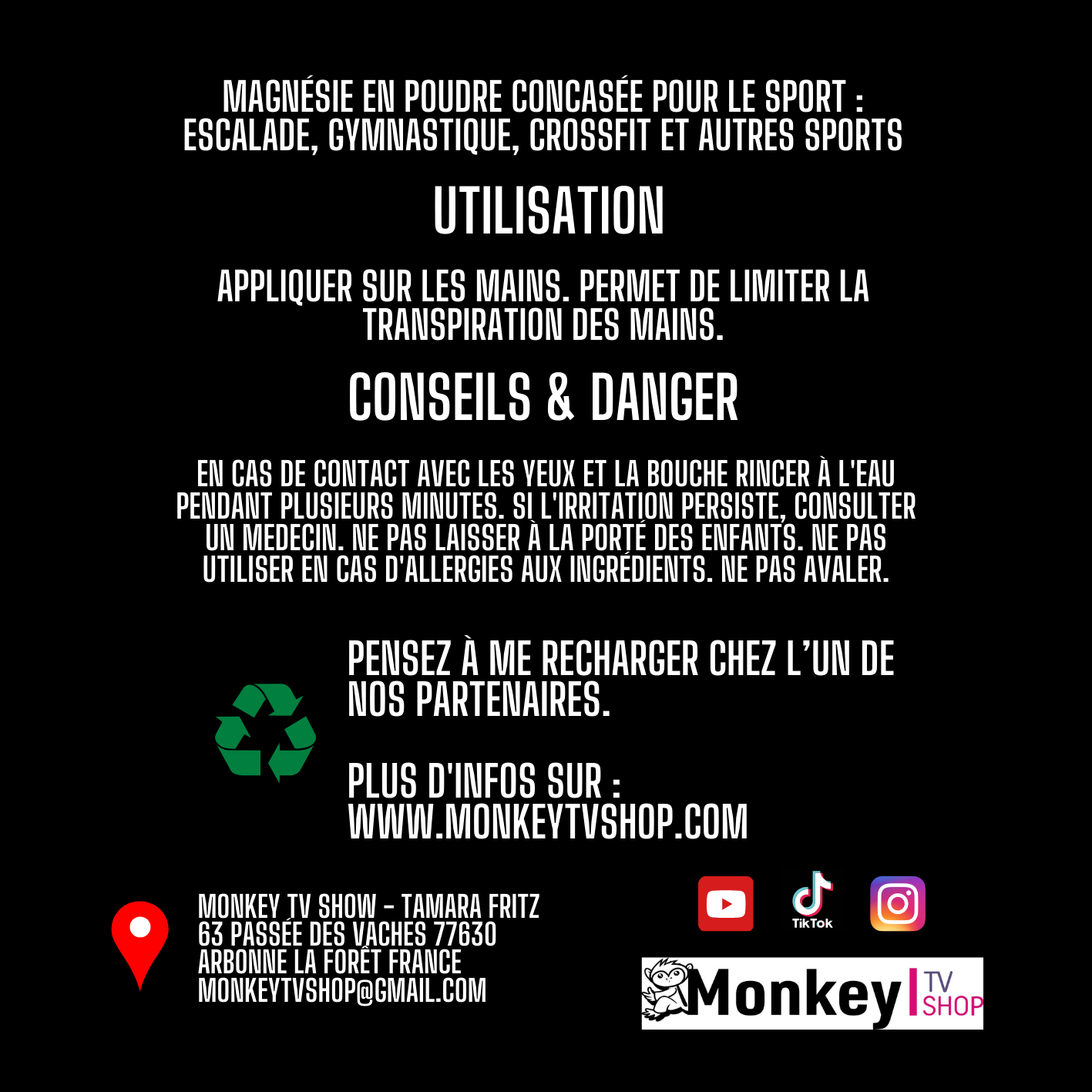 Monkey Chalk magnésie en poudre concassée