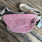 Sac banane velours rose