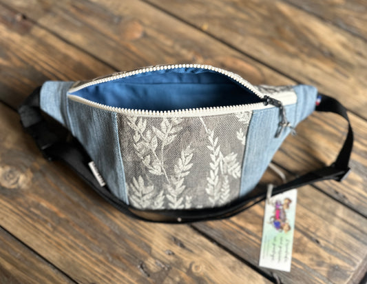 Sac banane jean feuillage